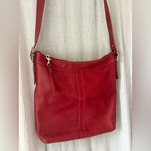 Vintage Coach 9188 Slim Legacy Duffle Crossbody Red Glove Tanned Leather Brass